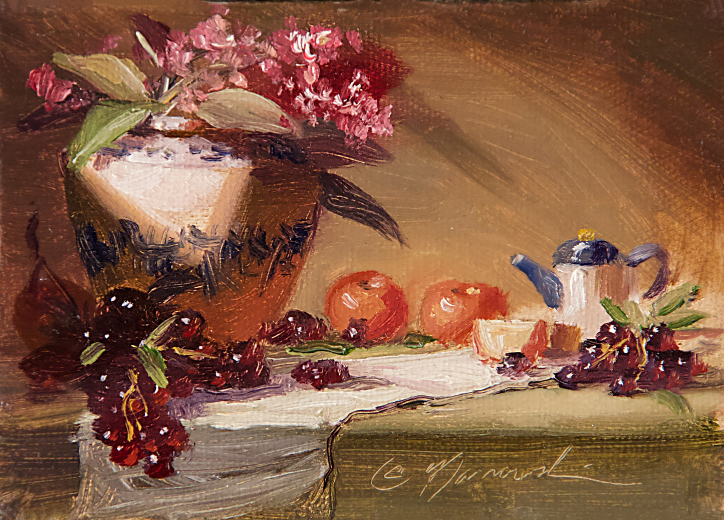 Mini-Crimson Celebration 4"x5" Oil on Canvas (Unframed)-SOLD