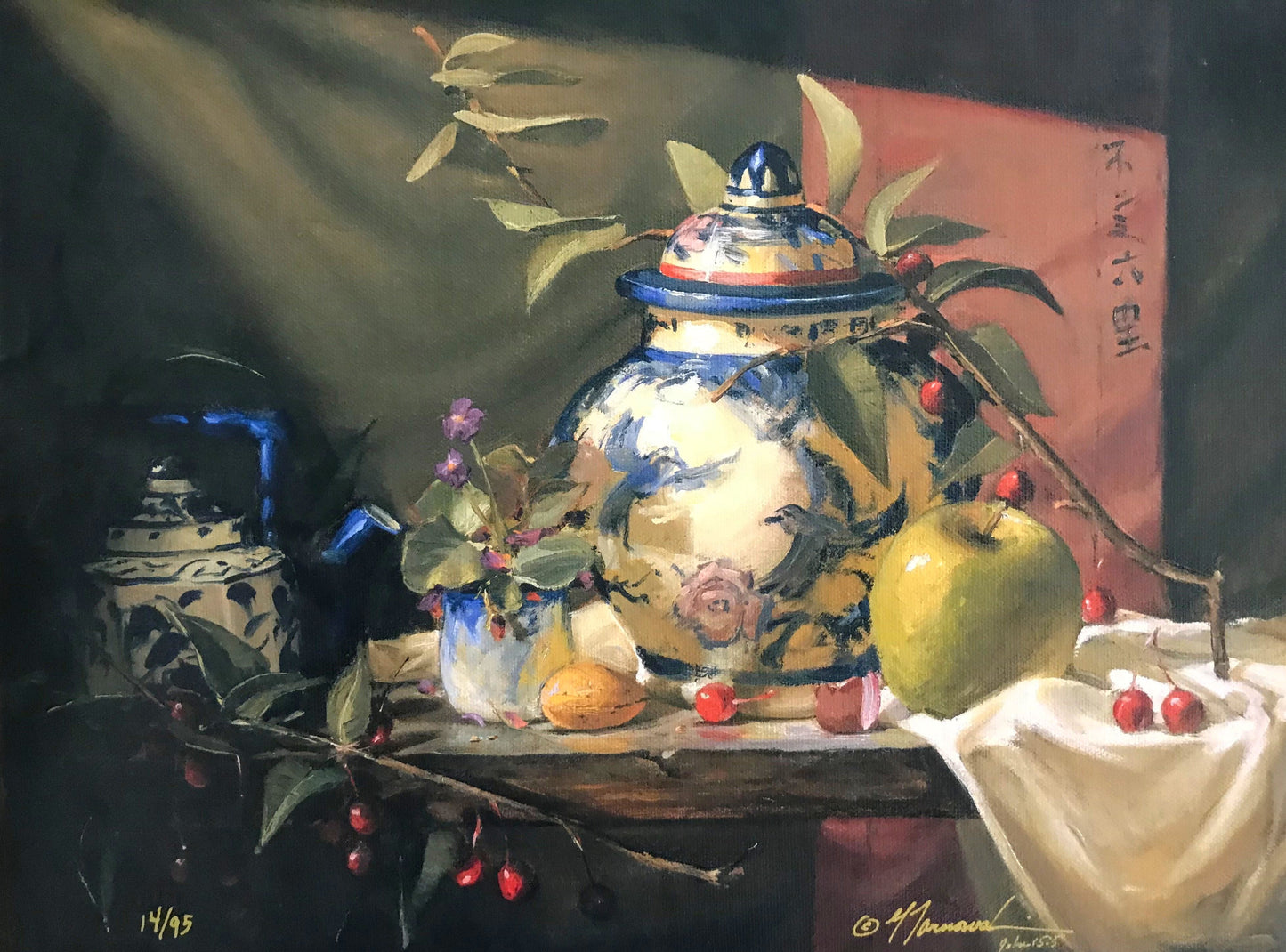 Limited Edition Giclee Canvas Art Print-Asian Vase 11"x14"-RR