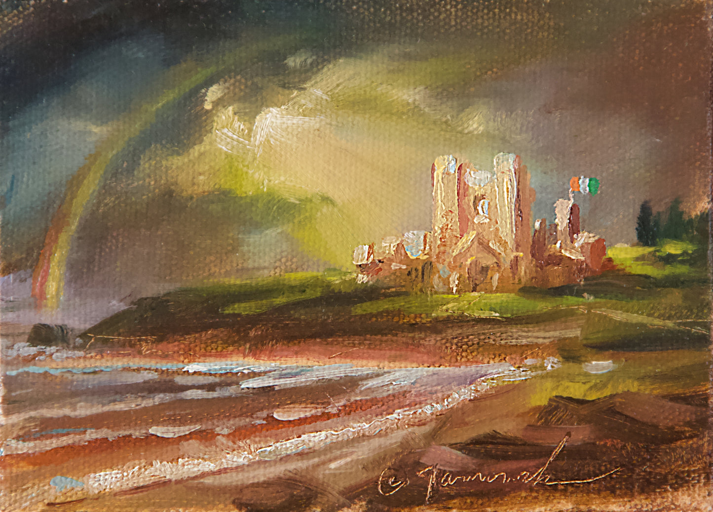 Mini-Celtic Castle 4"x5" Oil on Canvas (Unframed)