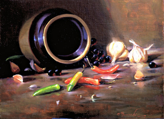 RSL-Chiles and Garlic 11x14 Oil on Canvas-SOLD