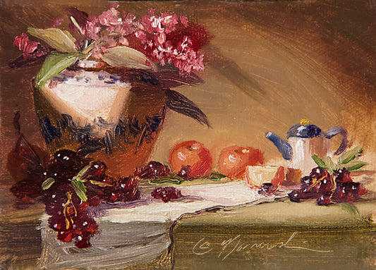 Mini-Crimson Celebration 4"x5" Oil on Canvas (Unframed)-SOLD