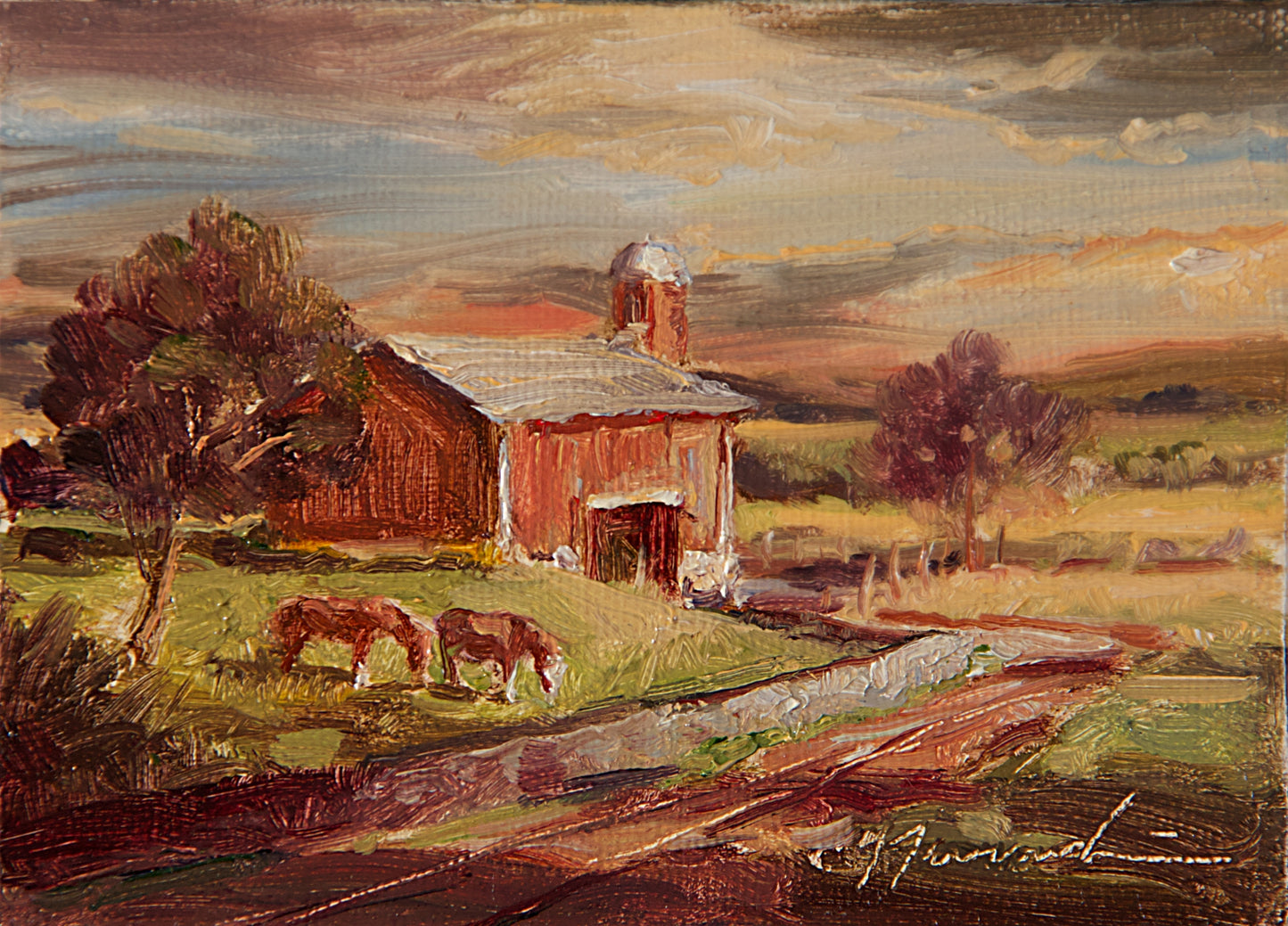 Mini-First Morning Light 4"x5" Oil on Canvas (framed)