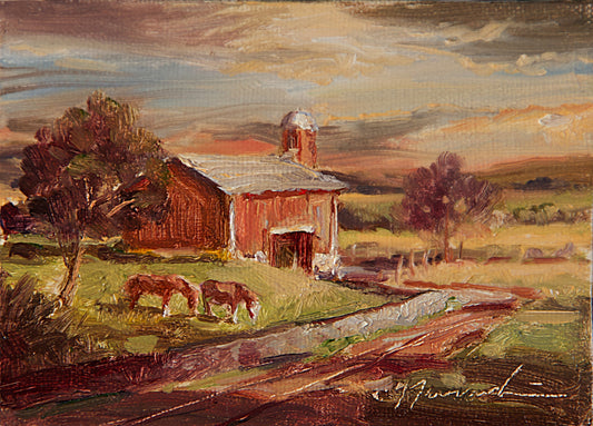 Mini-First Morning Light 4"x5" Oil on Canvas (framed)