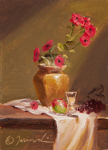 Mini-Flores Rojas 4"x5" Oil on Canvas (Unframed)