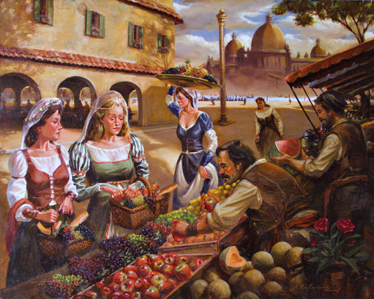 RF-Venetian Marketplace 30x40 Oil Original (unframed)
