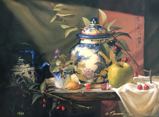 Limited Edition Giclee Canvas Art Print-Asian Vase 11"x14"-RR